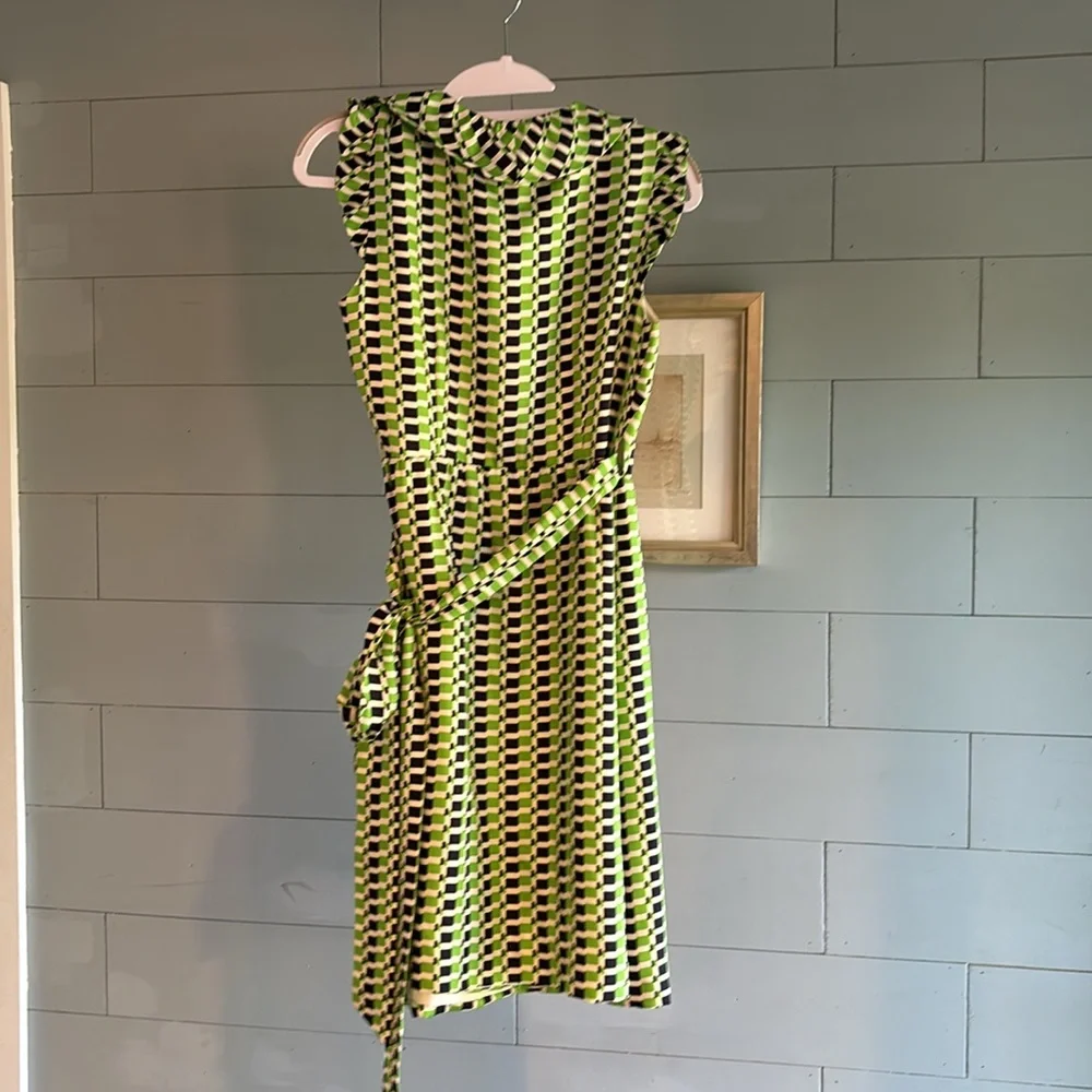 Kate Spade Aubrey‎ silk Green and Black Wrap Dress